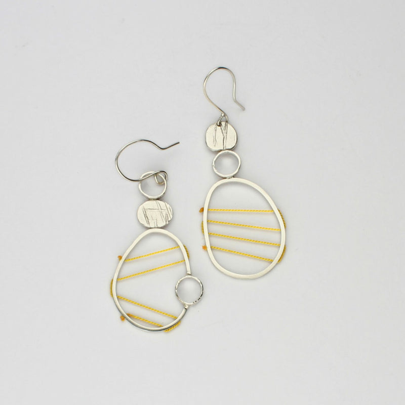 Hepworth pebble stack strung yellow silk earrings by Polished Grey