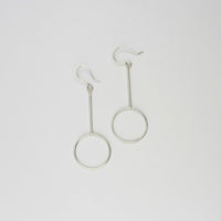 Large circle drop silver earrings by Polished Grey