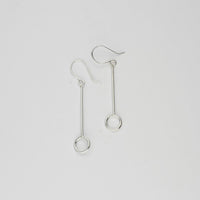 Small circle drop silver earrings by Polished Grey