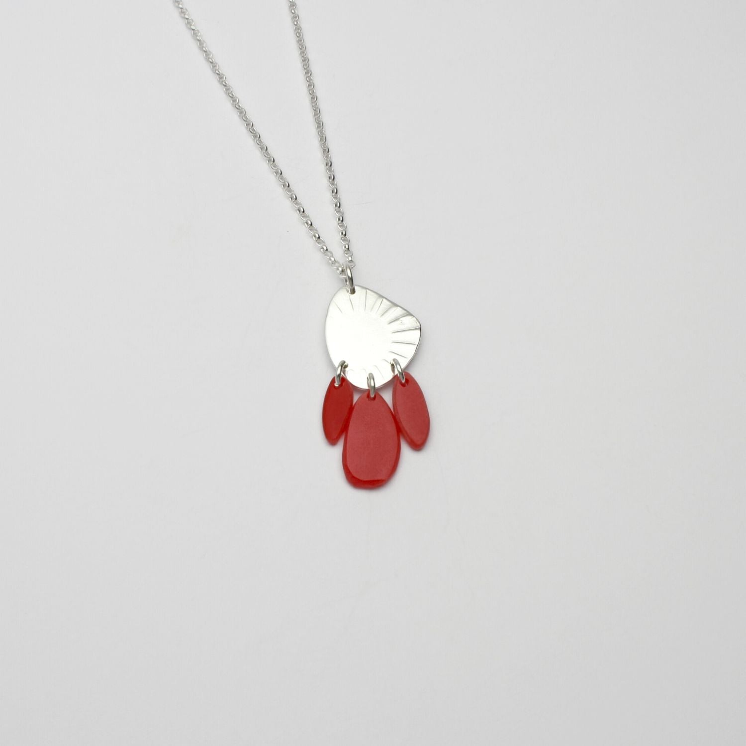 Red Tiddleywink pebble silver necklace by Polished Grey