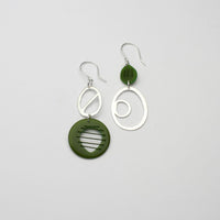 Green Tiddleywink stitched pebble silver earrings by Polished Grey