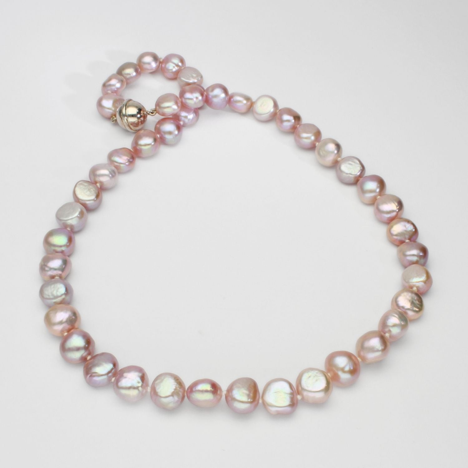 Pink baroque pearls with silver magnetic clasp
