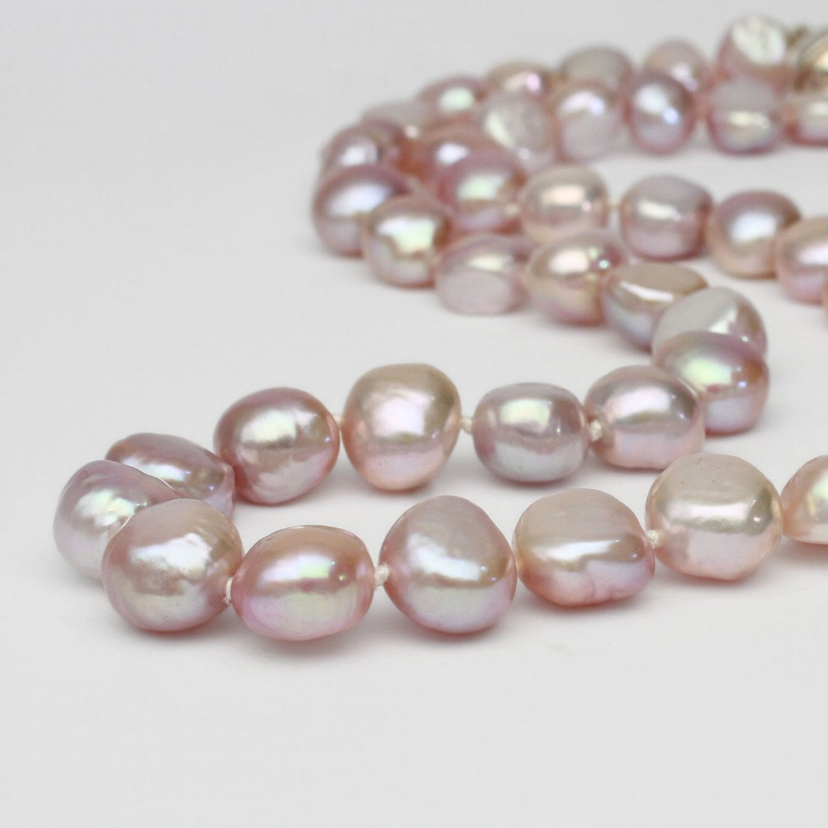 Pink baroque pearls with silver magnetic clasp