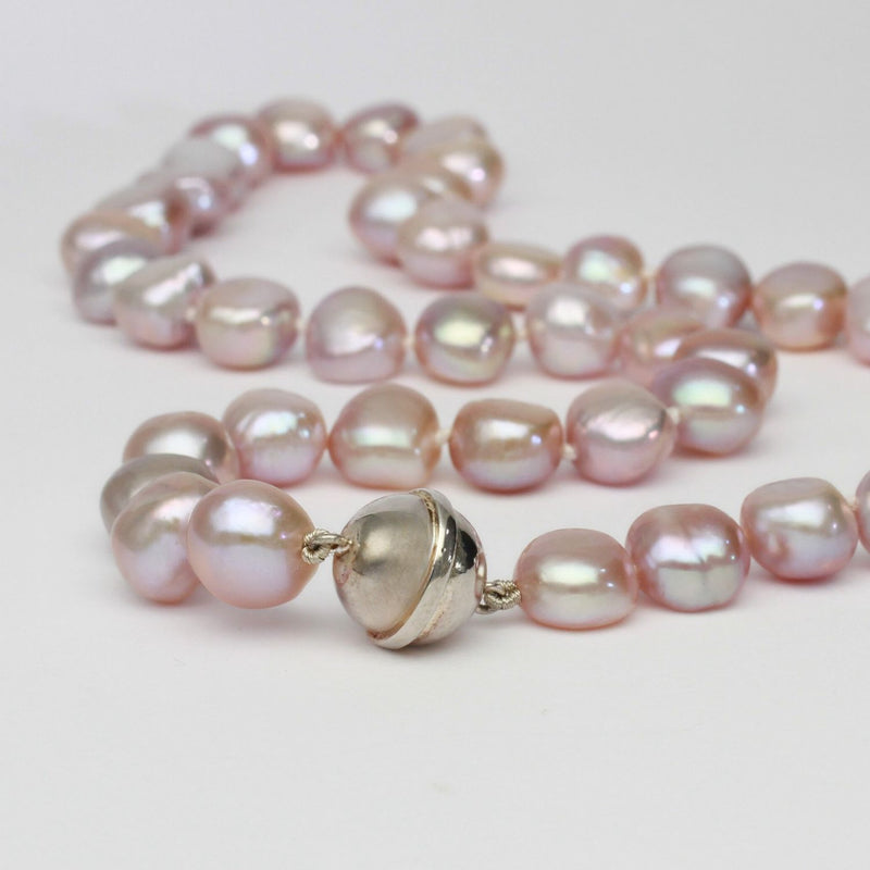Pink baroque pearls with silver magnetic clasp