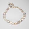 Pink coin pearl necklace with large round magnetic clasp