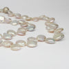 White coin pearl necklace with silver sparkle magnetic clasp