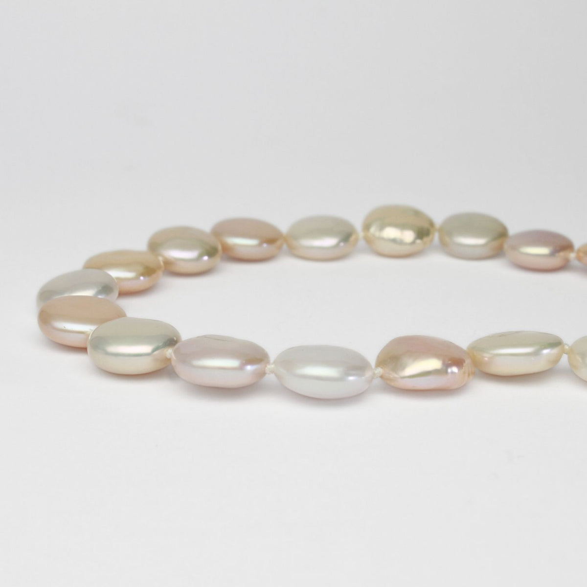 Mixed colour coin pearl necklace with silver magnetic clasp