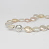 Mixed colour coin pearl necklace with silver magnetic clasp