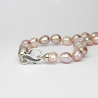 Mixed colour baroque pearl necklace with silver clasp