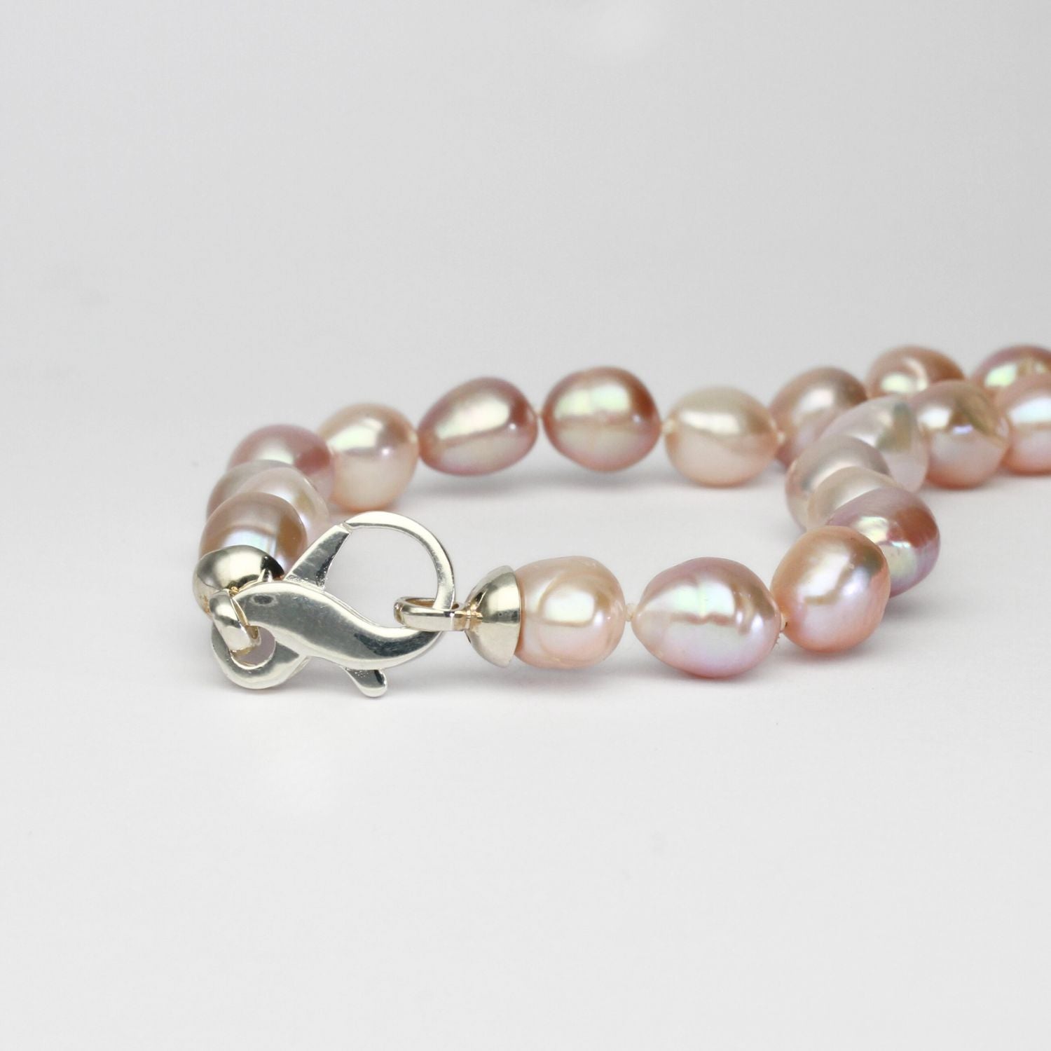 Mixed colour baroque pearl necklace with silver clasp