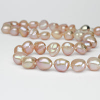 Mixed natural colour baroque pearl necklace with silver magnetic clasp