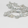 White silver keshi style necklace with silver magnetic clasp