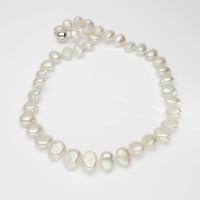 White baroque pearl necklace with silver magnetic clasp