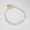 Mixed colour round pearl necklace with silver gold plated sparkle ball clasp
