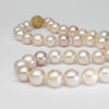 Mixed colour round pearl necklace with silver gold plated sparkle ball clasp