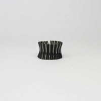 Wide black silver cuff ring by Suzie Horan