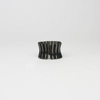 Wide black silver cuff ring by Suzie Horan