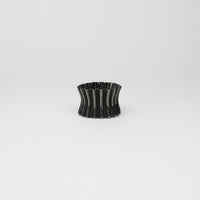 Wide black silver cuff ring by Suzie Horan