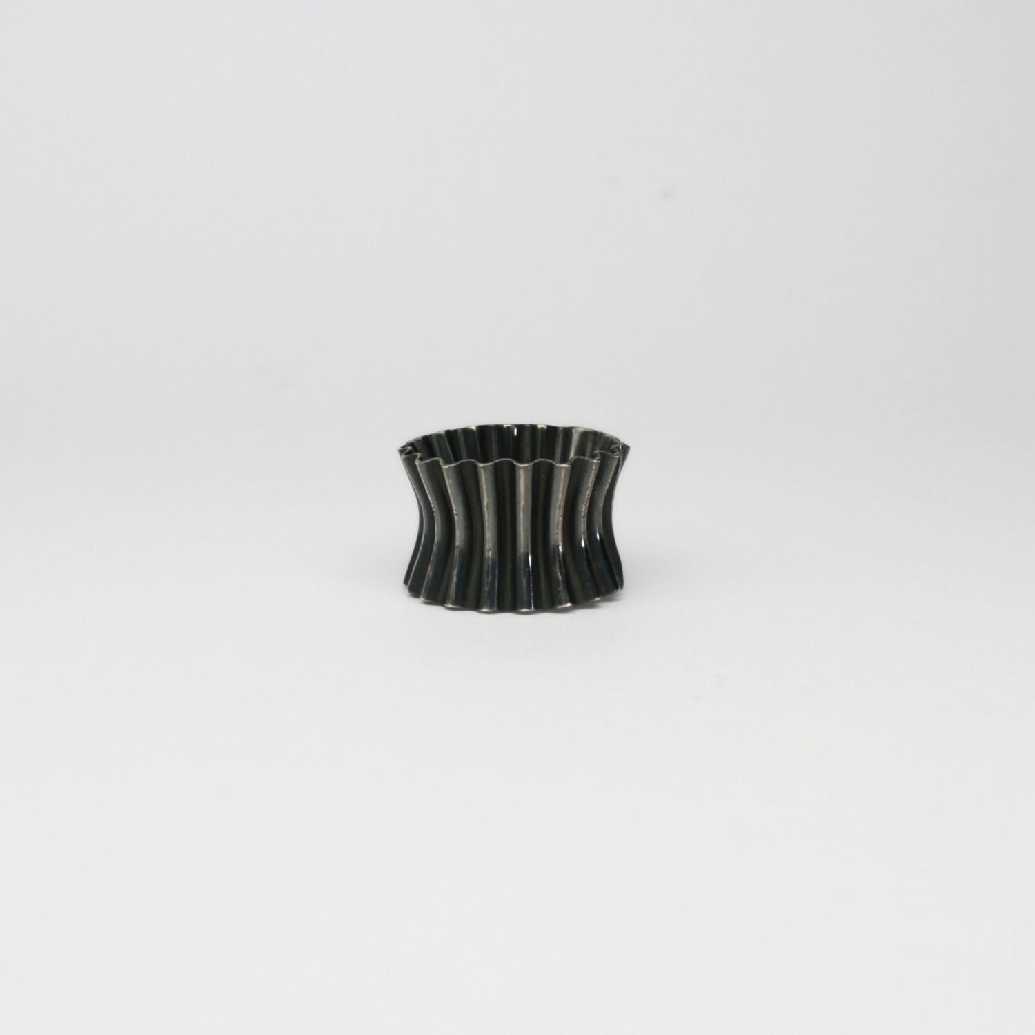 Wide black silver cuff ring by Suzie Horan
