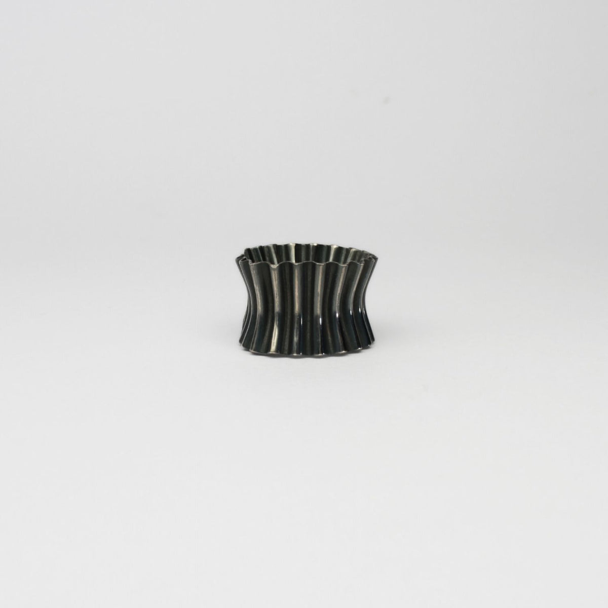 Wide black silver cuff ring by Suzie Horan