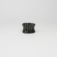 Wide black silver cuff ring by Suzie Horan
