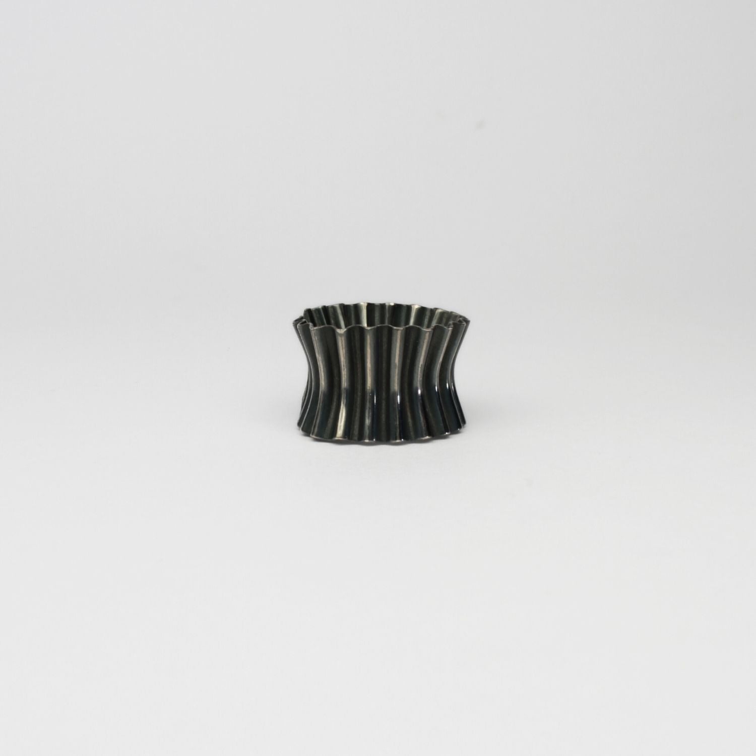 Wide black silver cuff ring by Suzie Horan