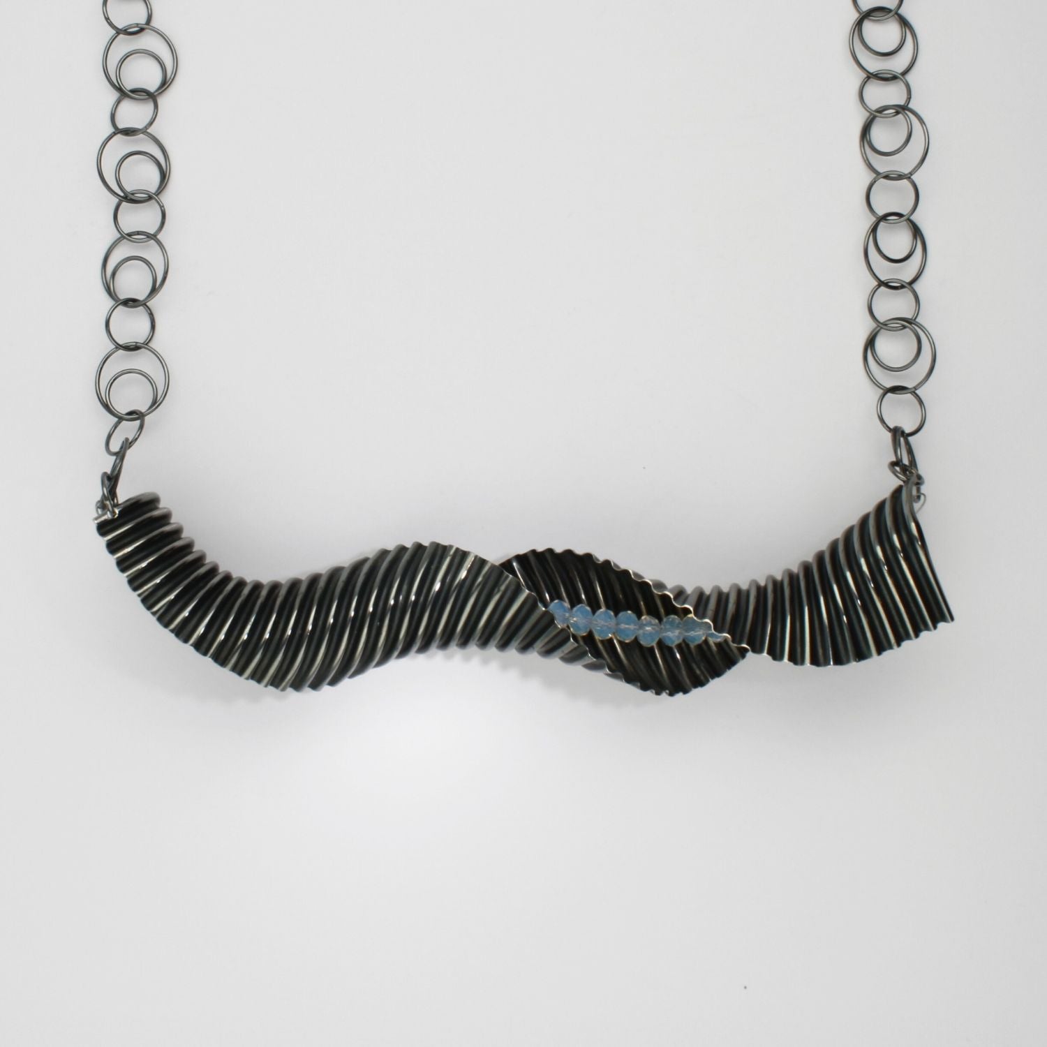 Sparkling waves necklace with opalite & decorative chain by Suzie Horan