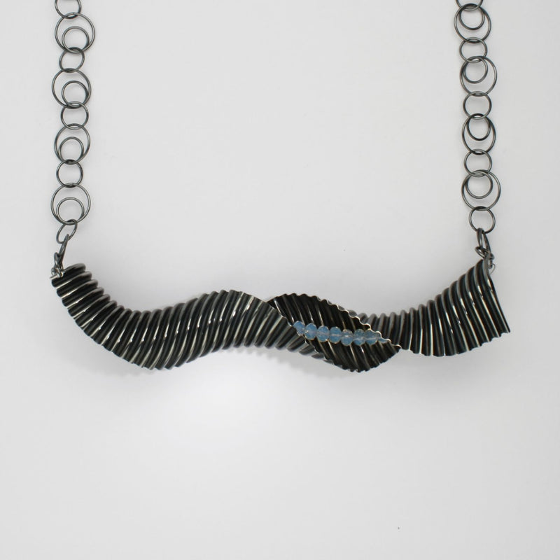 Sparkling waves necklace with opalite & decorative chain by Suzie Horan