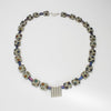 Silver square necklace with glass beads by Suzie Horan