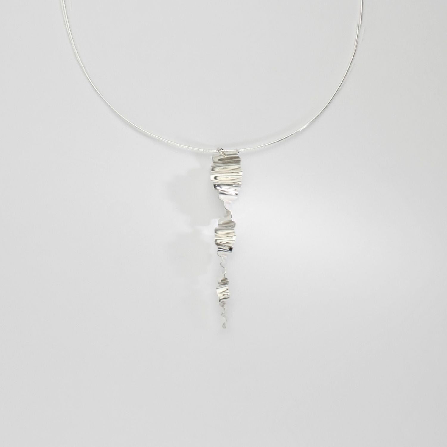 Silver long ripple twist pendant by Suzie Horan