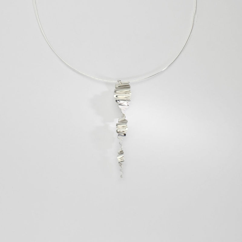 Silver long ripple twist pendant by Suzie Horan