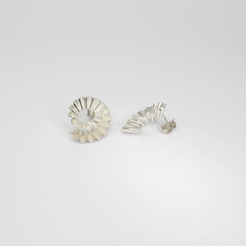 Silver ammonite earrings by Suzie Horan