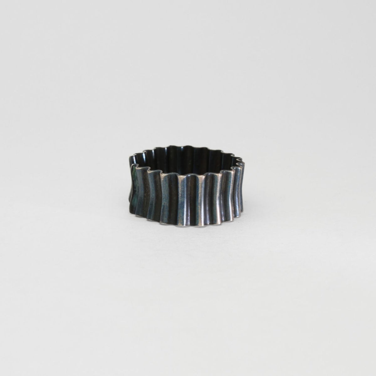 Ammonite narrow cuff ring black silver by Suzie Horan
