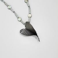 Large ripple heart necklace with opalite and hematite black silver by Suzie Horan