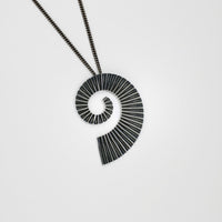 Extra large ammonite pendant black silver by Suzie Horan