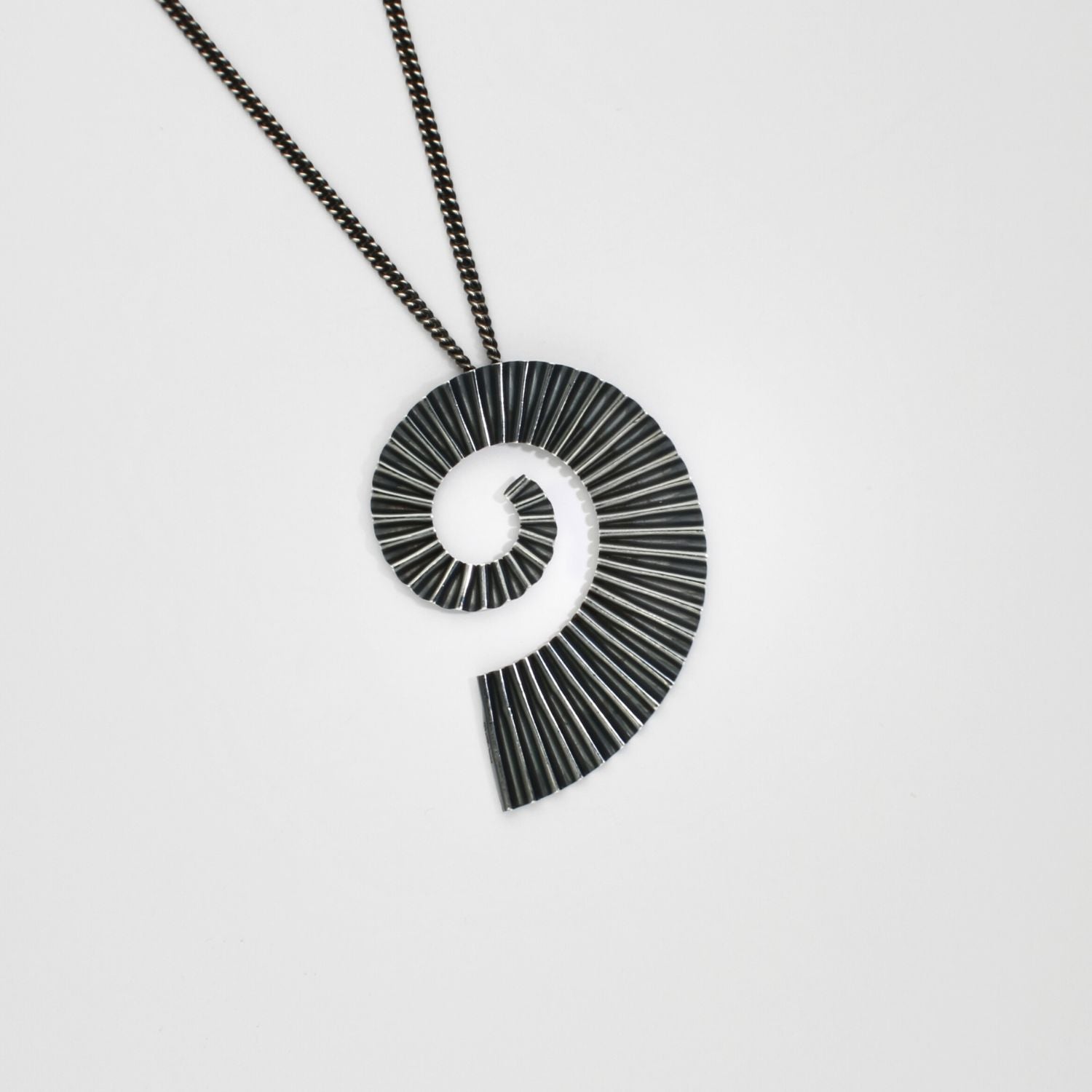 Extra large ammonite pendant black silver by Suzie Horan