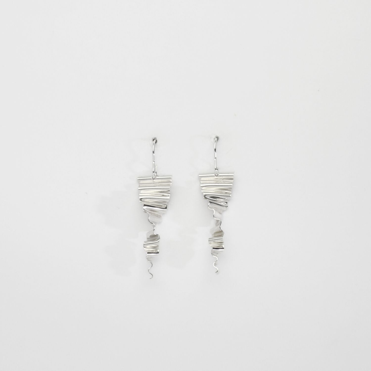 Small ripple silver hook earrings by Suzie Horan