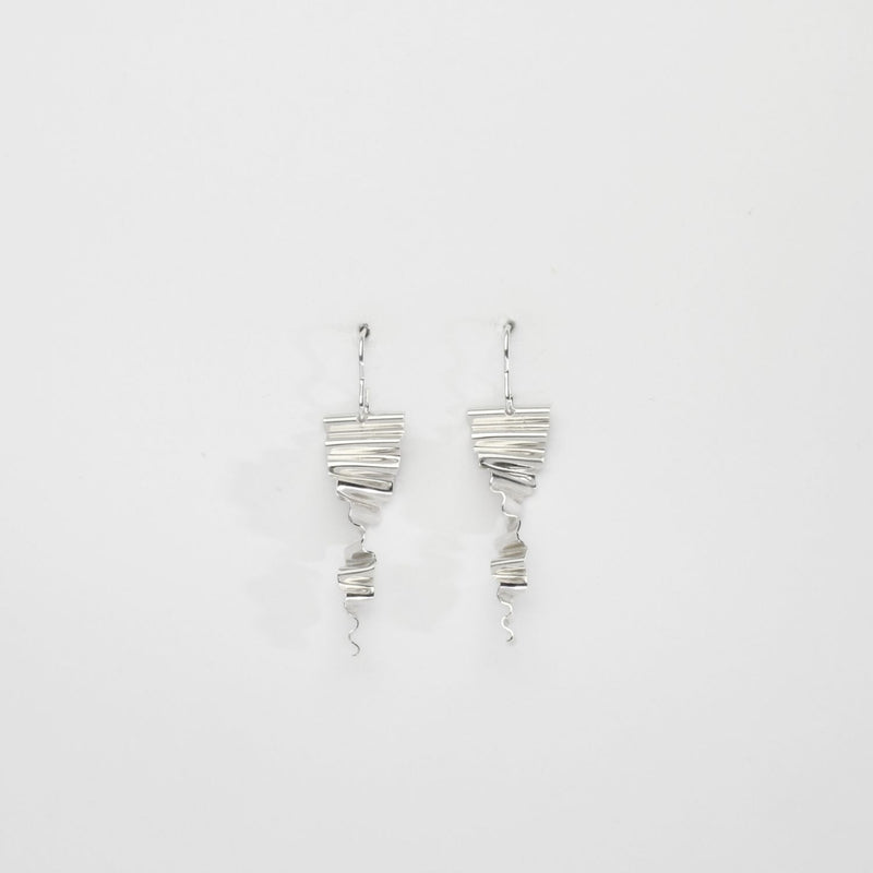 Small ripple silver hook earrings by Suzie Horan