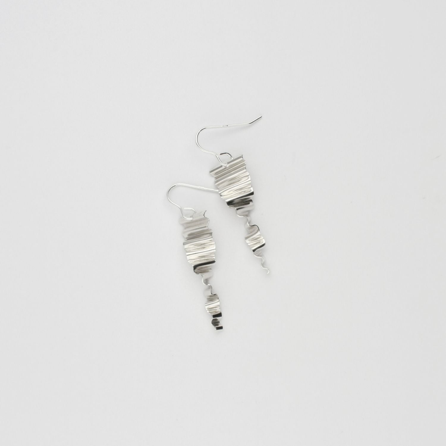 Small ripple silver hook earrings by Suzie Horan