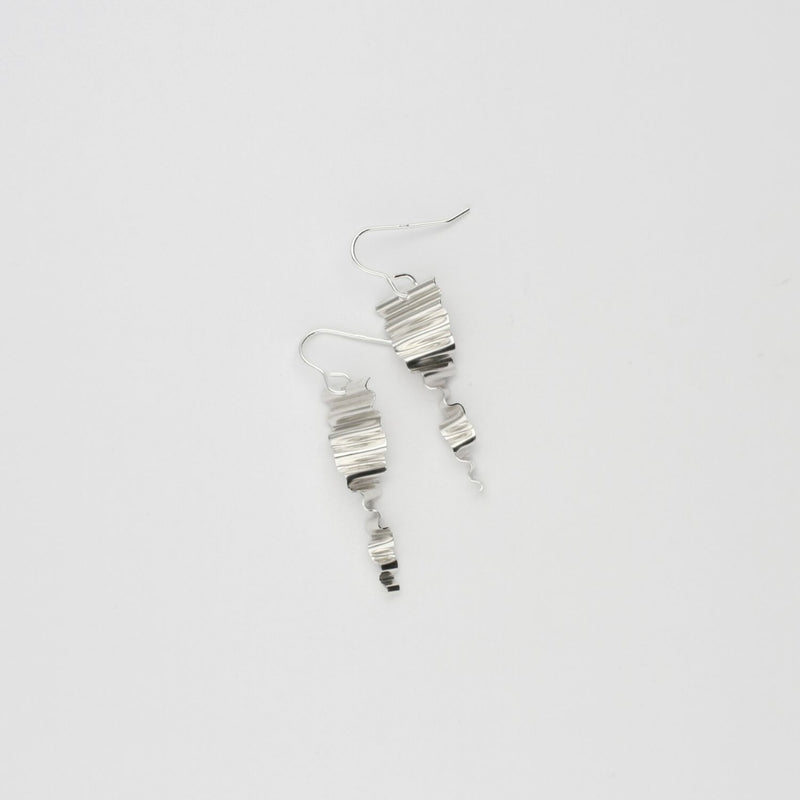 Small ripple silver hook earrings by Suzie Horan