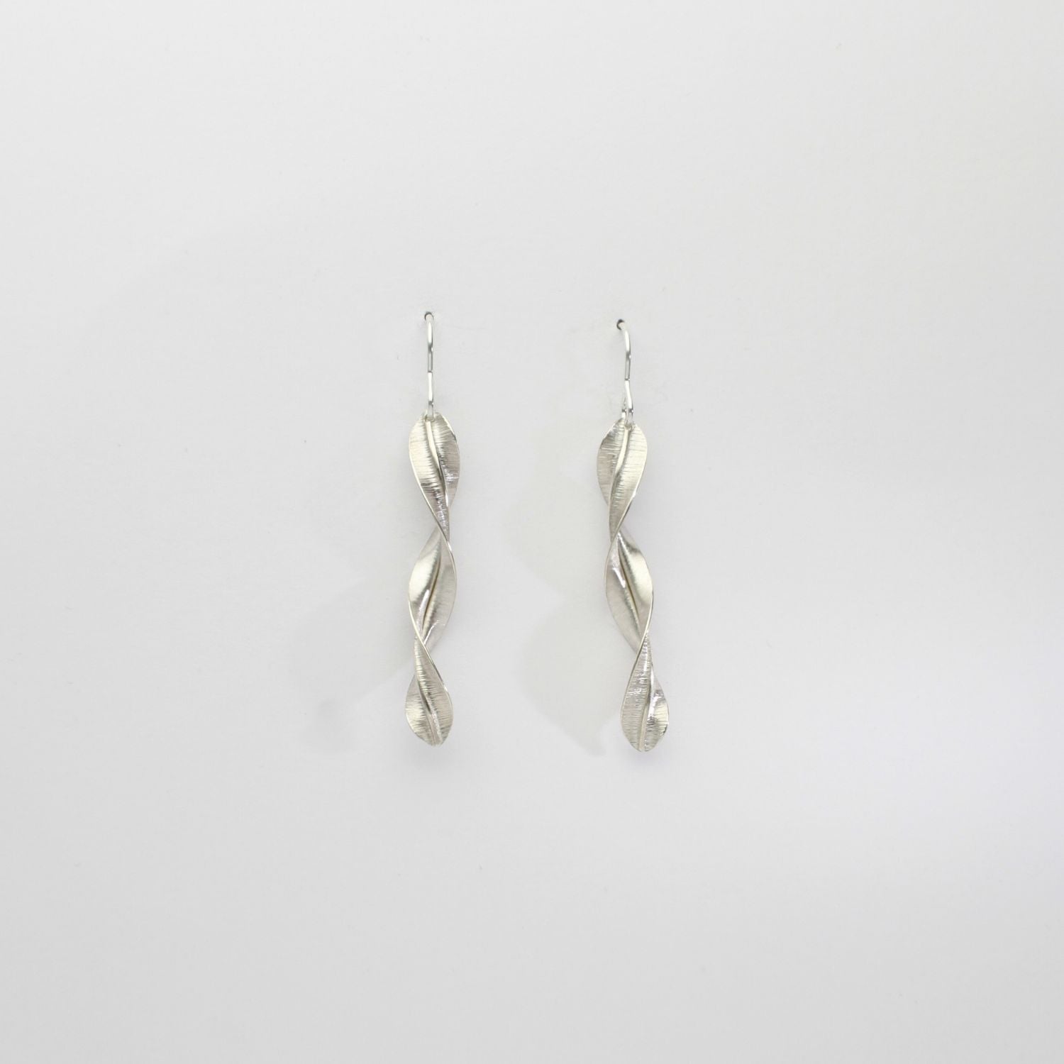 Spring leaf silver medium earrings by Yelland & Barker