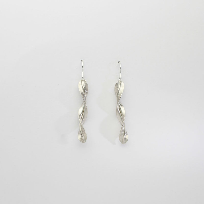 Spring leaf silver medium earrings by Yelland & Barker