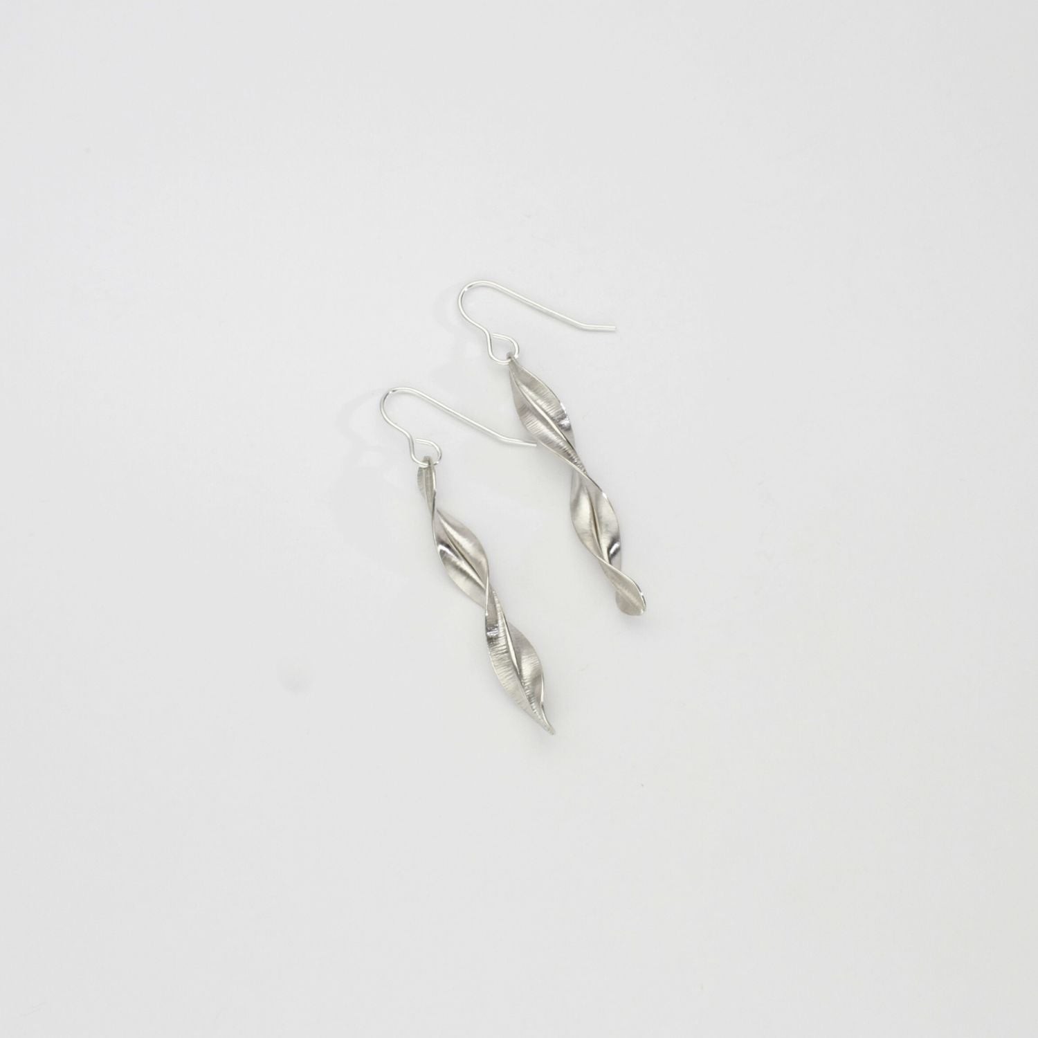 Spring leaf silver medium earrings by Yelland & Barker