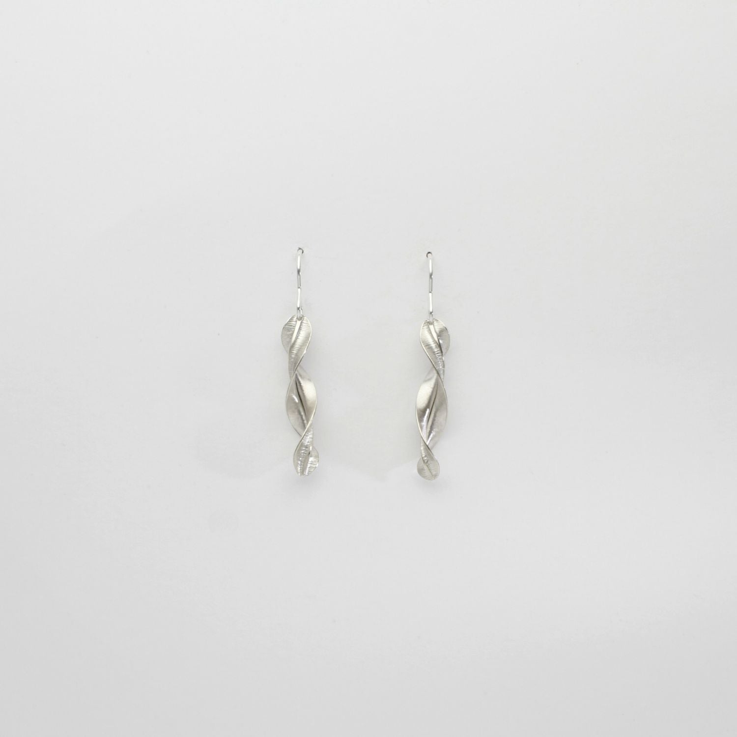 Spring leaf silver short earrings by Yelland & Barker
