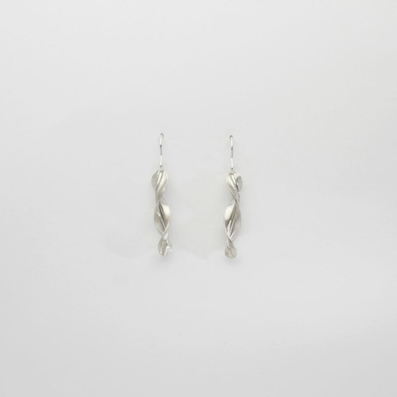 Spring leaf silver short earrings by Yelland & Barker