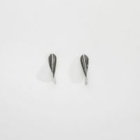 Spring leaf small black silver studs by Yelland & Barker