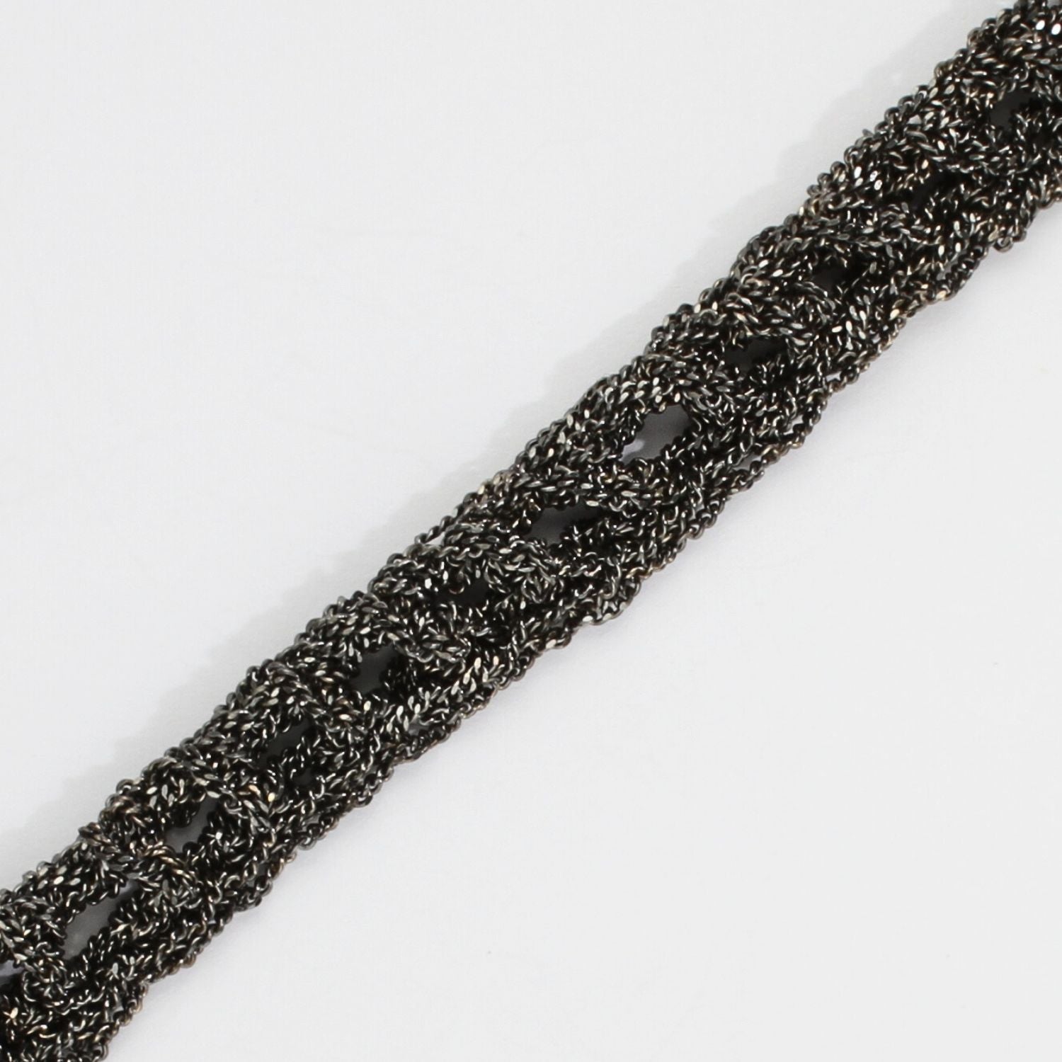 Bracelet - Treble crocheted in black oxidised silver by Sabine Roth