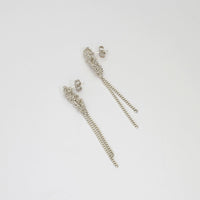 Crocheted 2 rows 5 stitch silver earrings by Sabine Roth