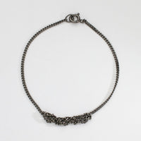 Crocheted in front silver black rhodium bracelet by Sabine Roth