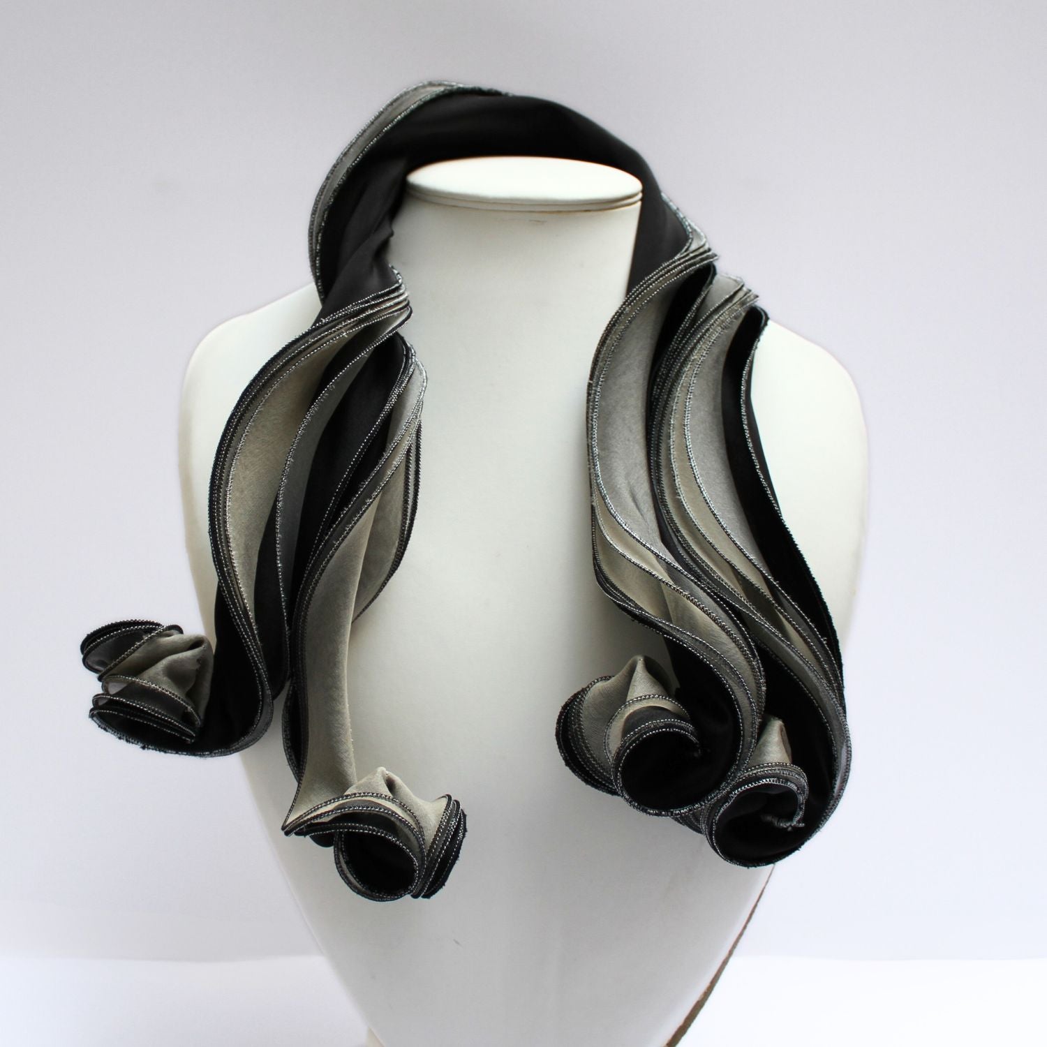 Jasmine grey & black scarf by Tammy Child